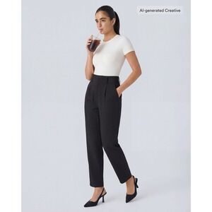Halara Small Flex High-Waisted Pocket Tapered Work Pants Black